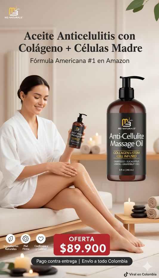 M3 Naturals® Aceite Anticelulitis con Colágeno y Células Madre